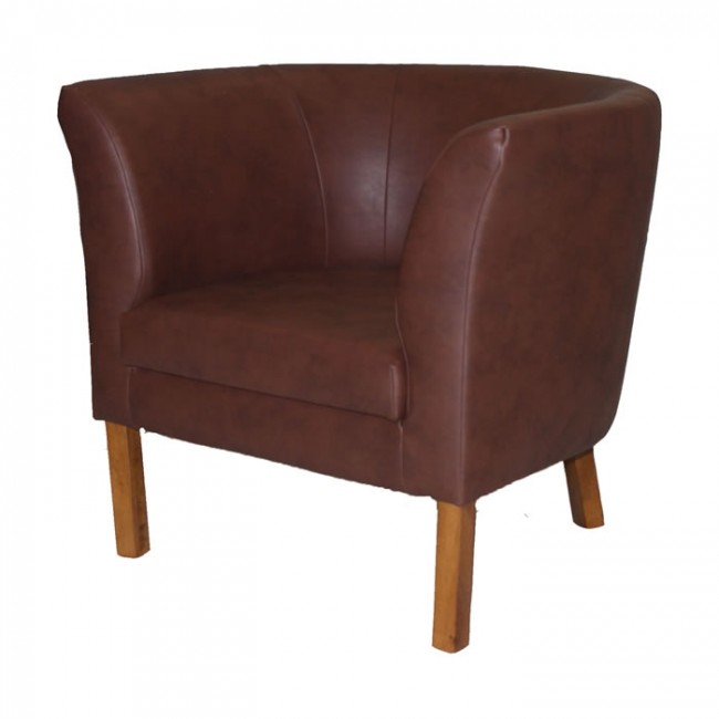 Britta Tub Chair - Brown Faux Leather