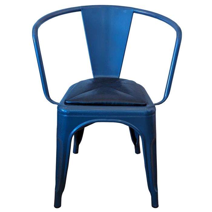 Sturdy industrial style chair with black faux leather cushion Mayfair Furniture