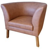 Britta Tub Chair - Tan Faux Leather