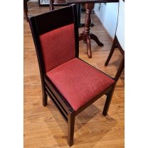 Wooden Framed Chairs With Red Fabric