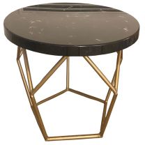70cm Black Marble Effect Coffee Table With Gold Base