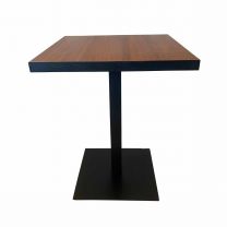 Walnut Laminate Top 60x60cm Table with Cast Iron Square Base