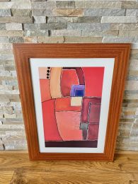 Ex-Hotel Walnut Framed Abstract Picture