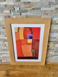 Ex-Hotel Light Wood Framed Abstract Picture 