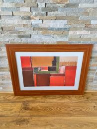 Ex-Hotel Walnut Framed Abstract Picture 