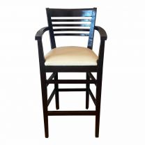 Darkwood High Stool with Cream Seat Pad