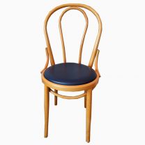 Used Solid Light Wood Blue Padded Chair 