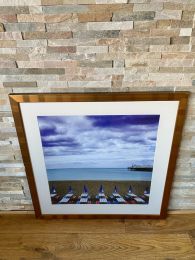 Ex Hotel Large Gold Framed Picture of a Beach Scene.