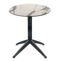 White Marble Table with Braga Flip-top Base - Outdoor