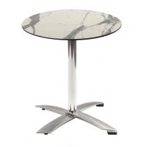 White Marble Table with Alu Flip-top Base - Outdoor