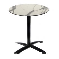 White Marble Table with Black Alu Flip-top Base - Outdoor