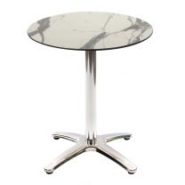White Marble Table with Aluminium Base - Outdoor