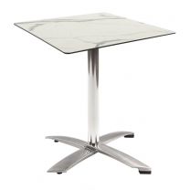 White Marble Table with Alu Flip-top Base - Outdoor