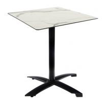 White Marble Table with Black Alu Flip-top Base - Outdoor