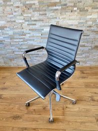 Adjustable Eames Style Armchair in Black Faux Leather