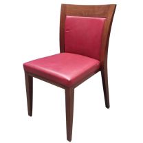 Red faux leather wooden stacking chair