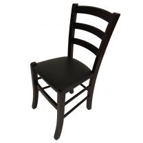 Restaurant Dining Chair with Black Faux Leather Seat Pad