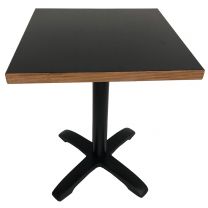 Thick Laminate Table Top With Black Metal Crucifix Base