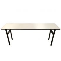 6ft x 1ft6" Trestle Table with White Vinyl Top and Folding Legs. For use with Table Cloths.