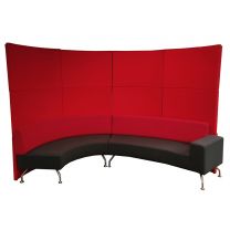 Modern lounge booth with curved wall