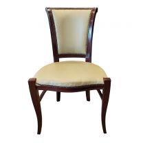 Cream Upholstered Side Chairs with Walnut Frame, style 2
