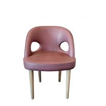 Designer Pink Leather Tub Chair