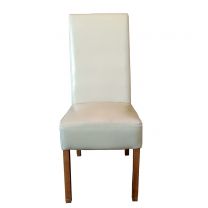 Cream Highback Dining chair with light wood colour legs