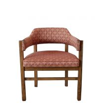Salmon Upholstered Armchair with Lightwood Frame