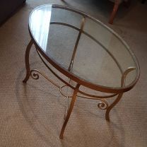 Used Glass Top Gold Painted Coffee Table