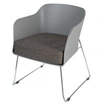 Poppy Tub Chair (Grey/Chrome Skid Frame