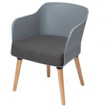 Poppy Tub Chair (Grey/Solid Oak) 