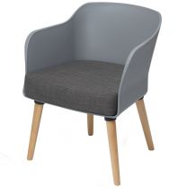 Poppy Tub Chair Grey Tub with Natural Wood Legs