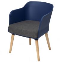 Poppy Tub Chair Blue Tub with Natural Wood Legs