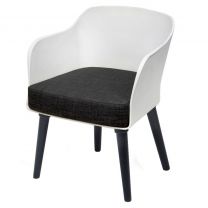 Poppy Tub Chair (White/Beech Legs Polished Black)