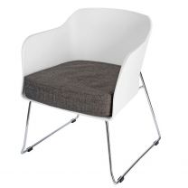 Poppy Tub Chair (White/Chrome Skid Frame)