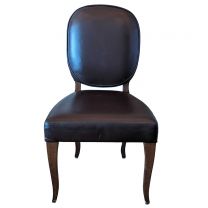 Large Brown Faux Leather Dining Chair