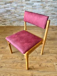 Ex Restaurant Stacking Chair with Red Upholstery.