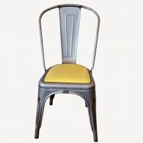 Used Silver Metal Chair With Yellow Seat Pad