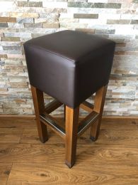 High Quality Bar Stool in Solid Wood with Metal Foot Rail.