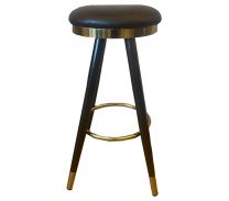 Brown Leatherette Stool with a Brass finish