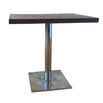 Walnut look Laminate Table with Chrome Square Base 