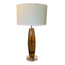 Rounded Smoked Glass Bedside Lamp
