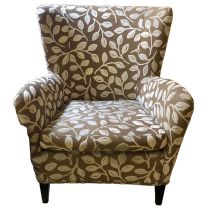 Brown And Cream Floral Armchair