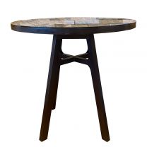 75cm Round Glass Topped Dark Wood Table