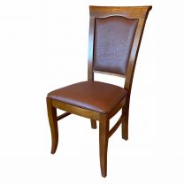 Light Wood Brown Faux Leather Seat Pad Restaurant Chair