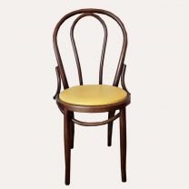 Used Solid Dark Wood chair with Yellow Seat Pad